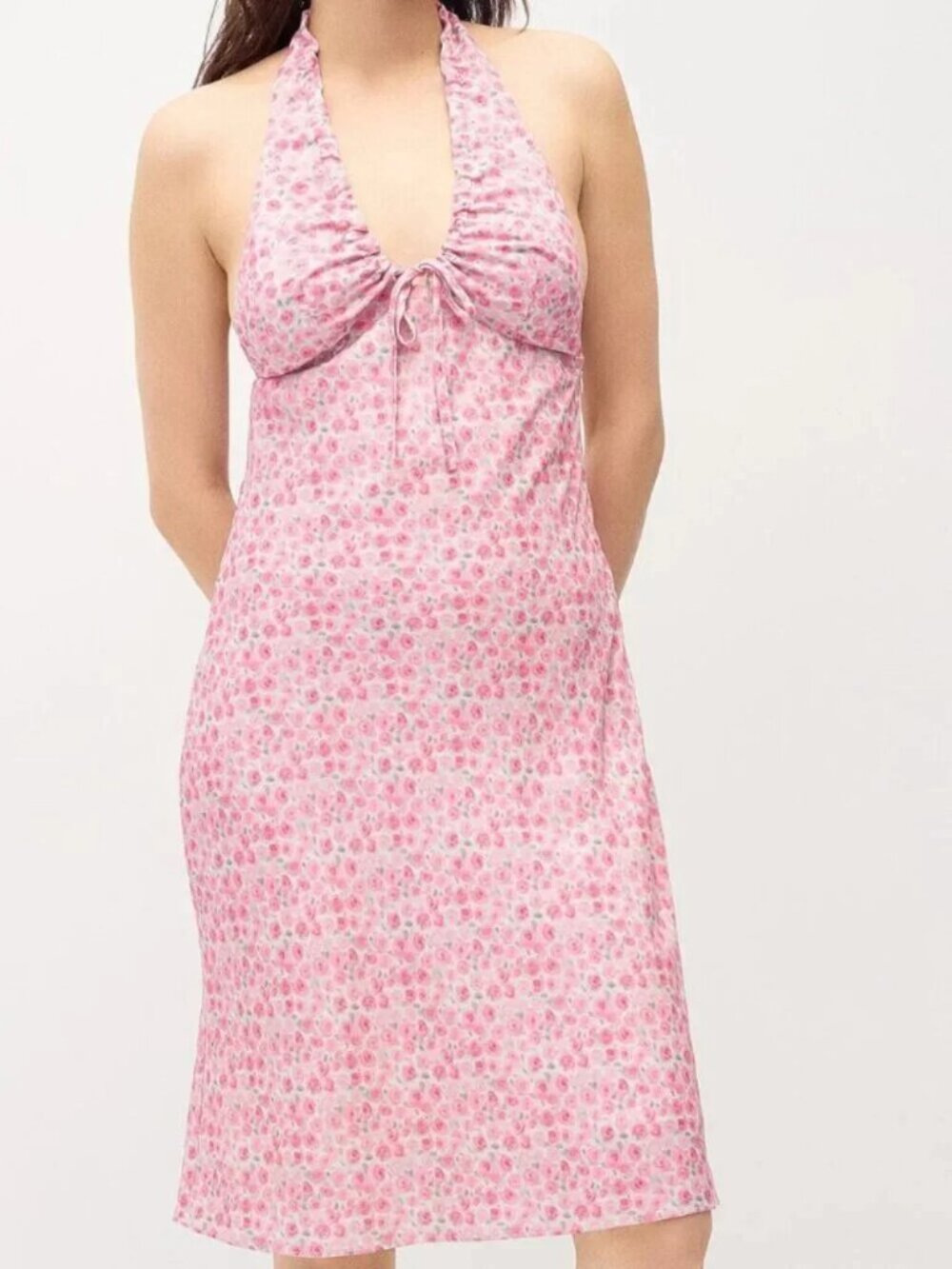 Crepe halter midi dress